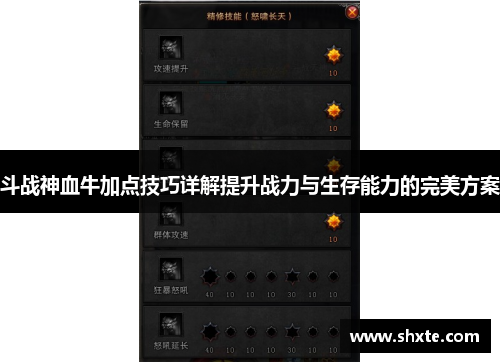 斗战神血牛加点技巧详解提升战力与生存能力的完美方案